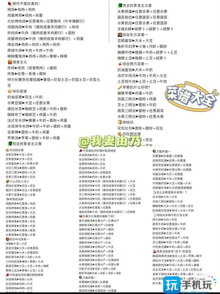 《皮卡堂之梦想起源》食谱配方大全2023最新