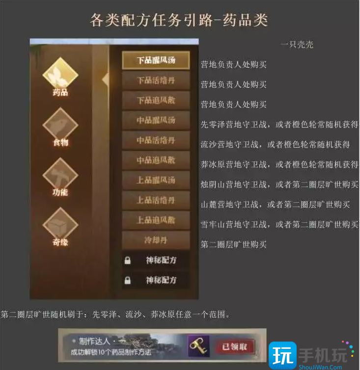 逆水寒药品类配方任务在哪里