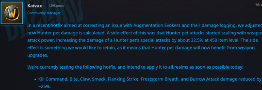 魔兽世界WLK怀旧服兽王猎最新改动-兽王猎的宠物伤害-25%