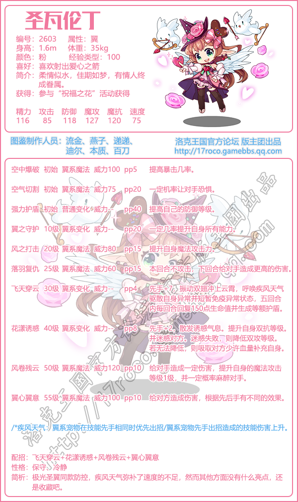 洛克王国圣瓦伦丁是什么技能-圣瓦伦丁技能表一览