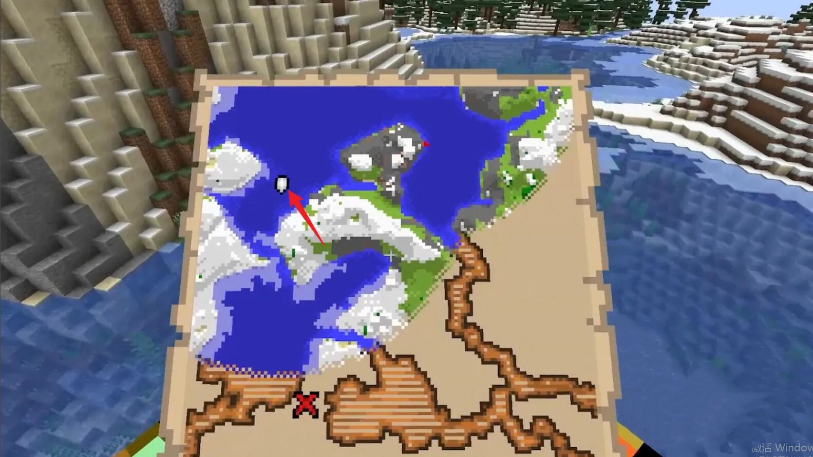 我的世界藏宝图红叉上的宝藏在哪